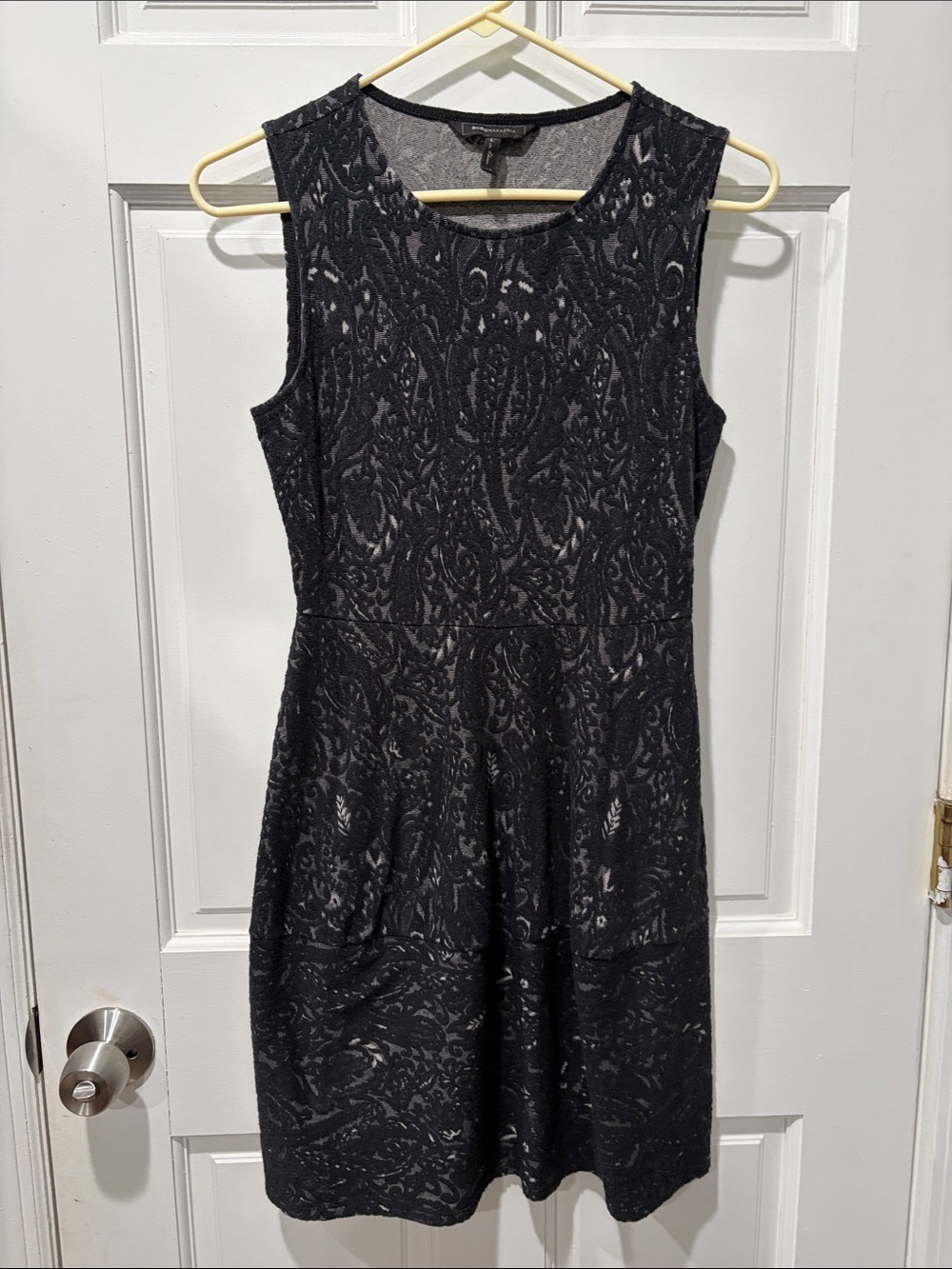 Sleeveless Black Lace-Effect A-Line Dress